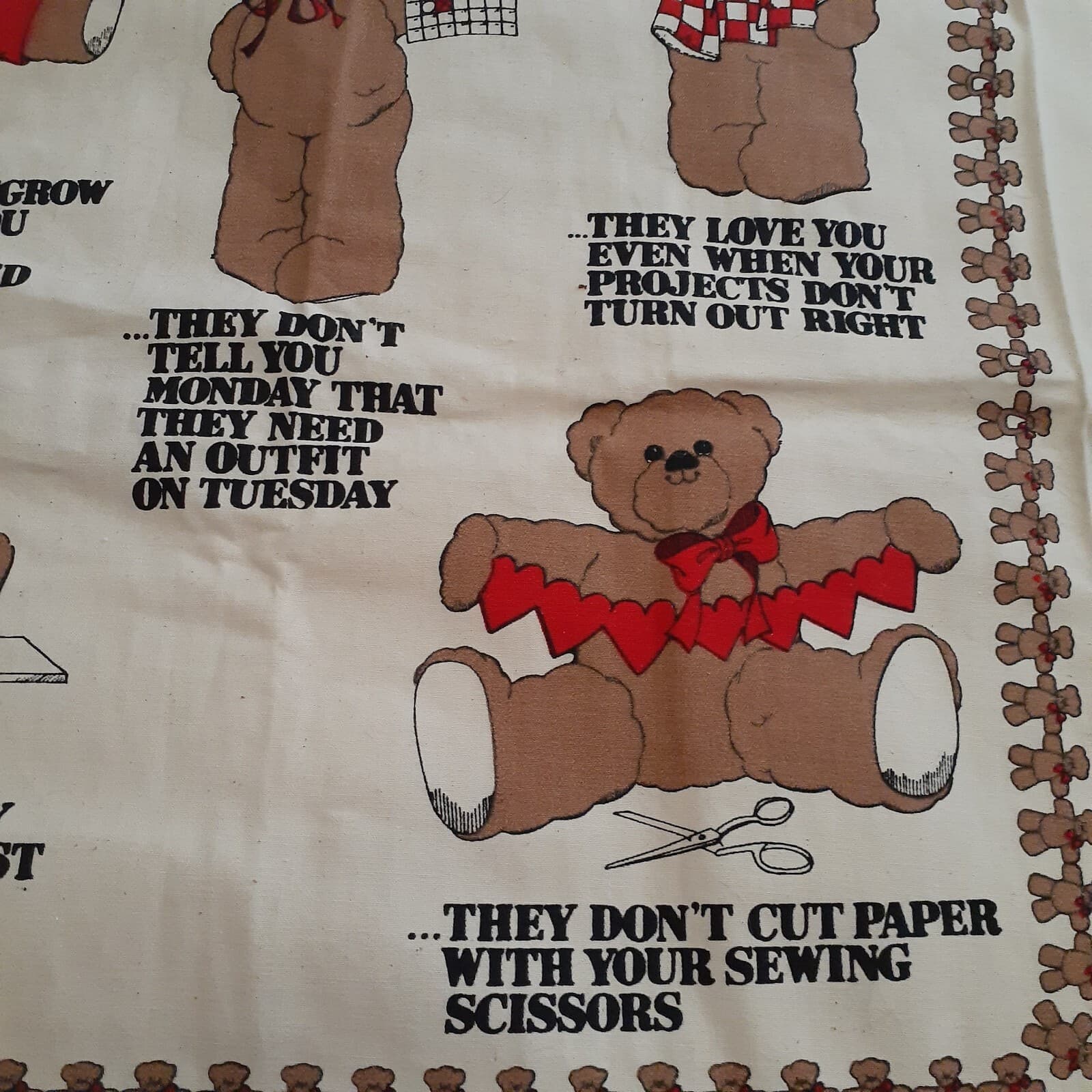 Daisy Kingdom 1983 Sewing Fabric Teddy Bear Panel Canvas Cotton Crafts 30 x 43" 3