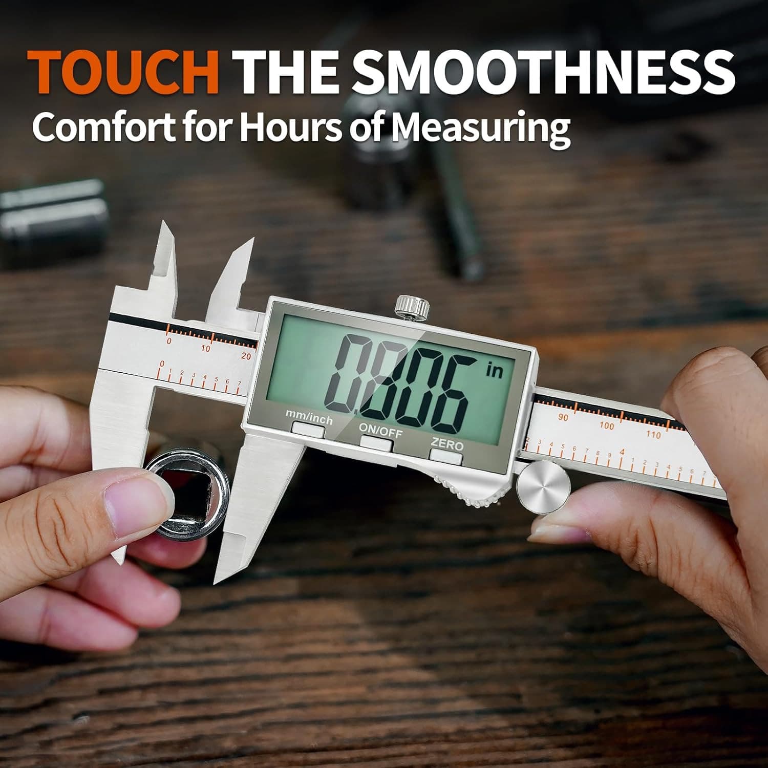 Digital Caliper, 6 Inch Caliper with Extra Large LCD Screen, Stainless Steel Cal 6