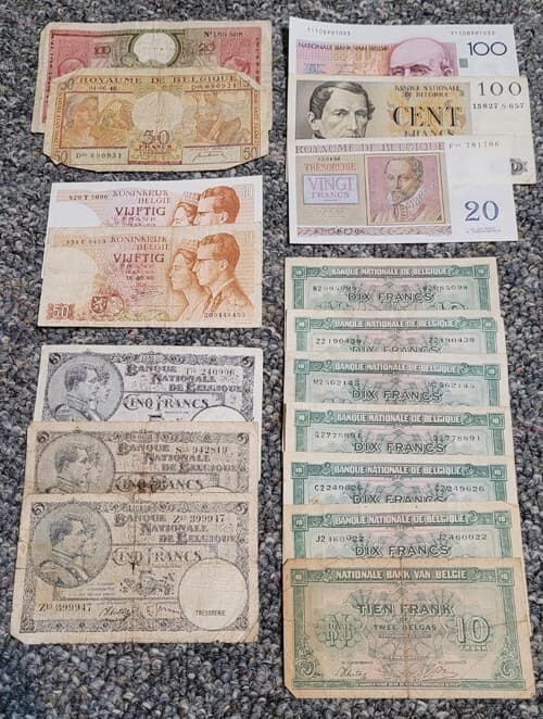 Belgium - Group of (17) Older Banknotes 2