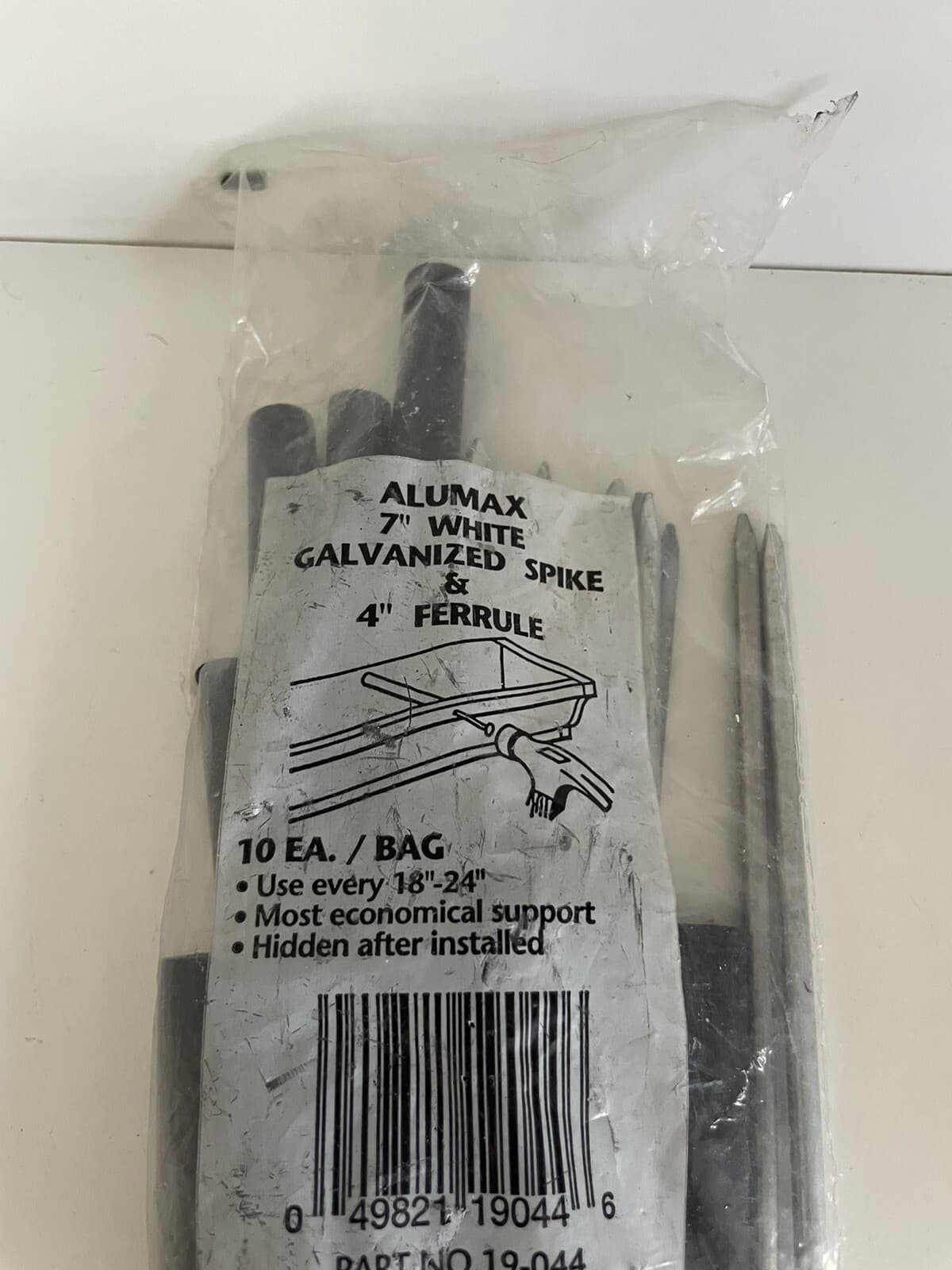 Alumax 7” Spike And 4” Ferrule, (10- Pack) White Head, Galvanized Steel USA 2