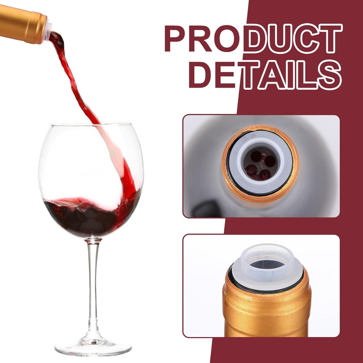 48 Pcs Slow Wine Pourer Spout for Corked Bottles Pour and Seal Plastic Red  3