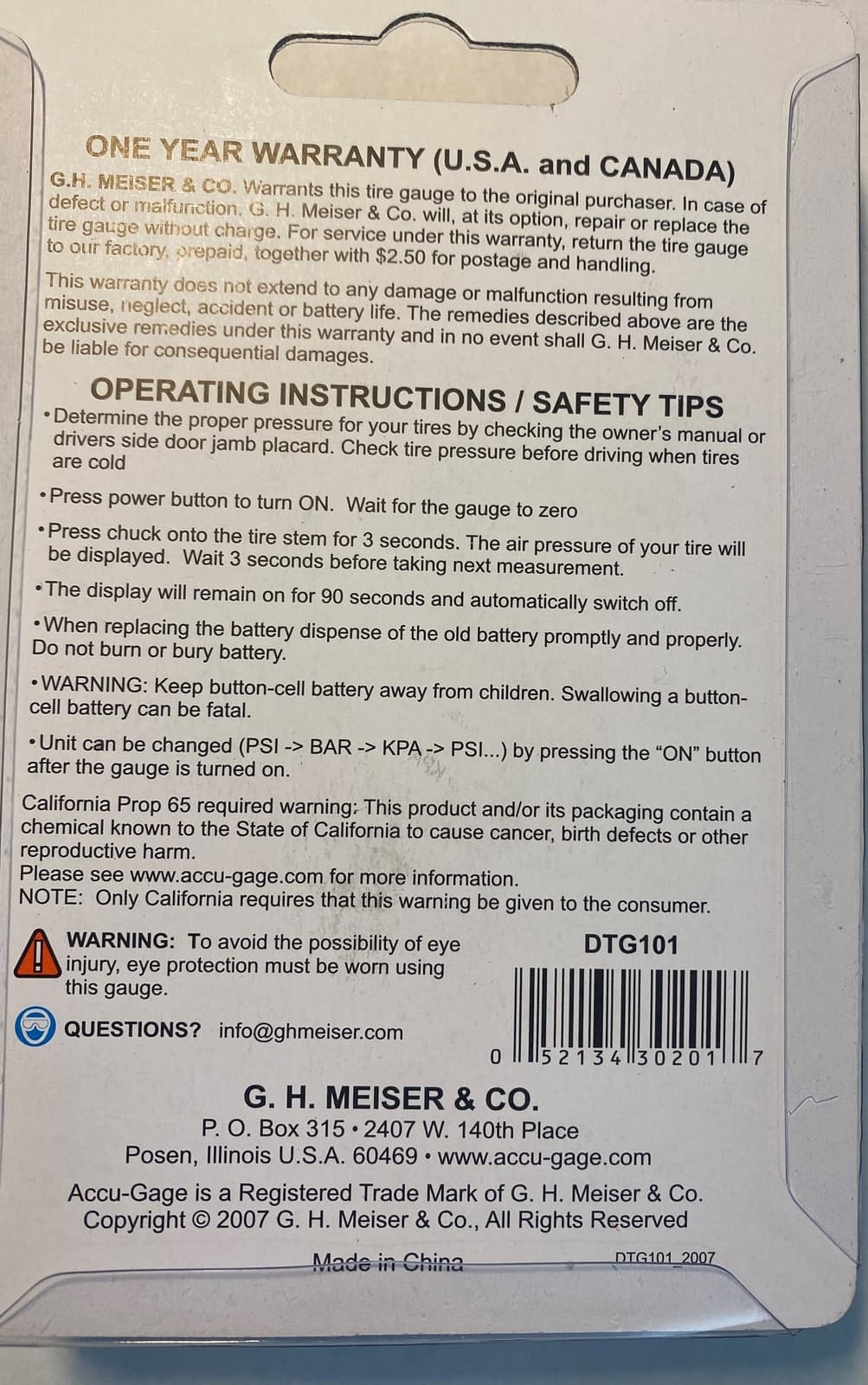 Accu-Gage DTG101 5-100 PSI Pressure Gauge With Illuminated Chuck 2