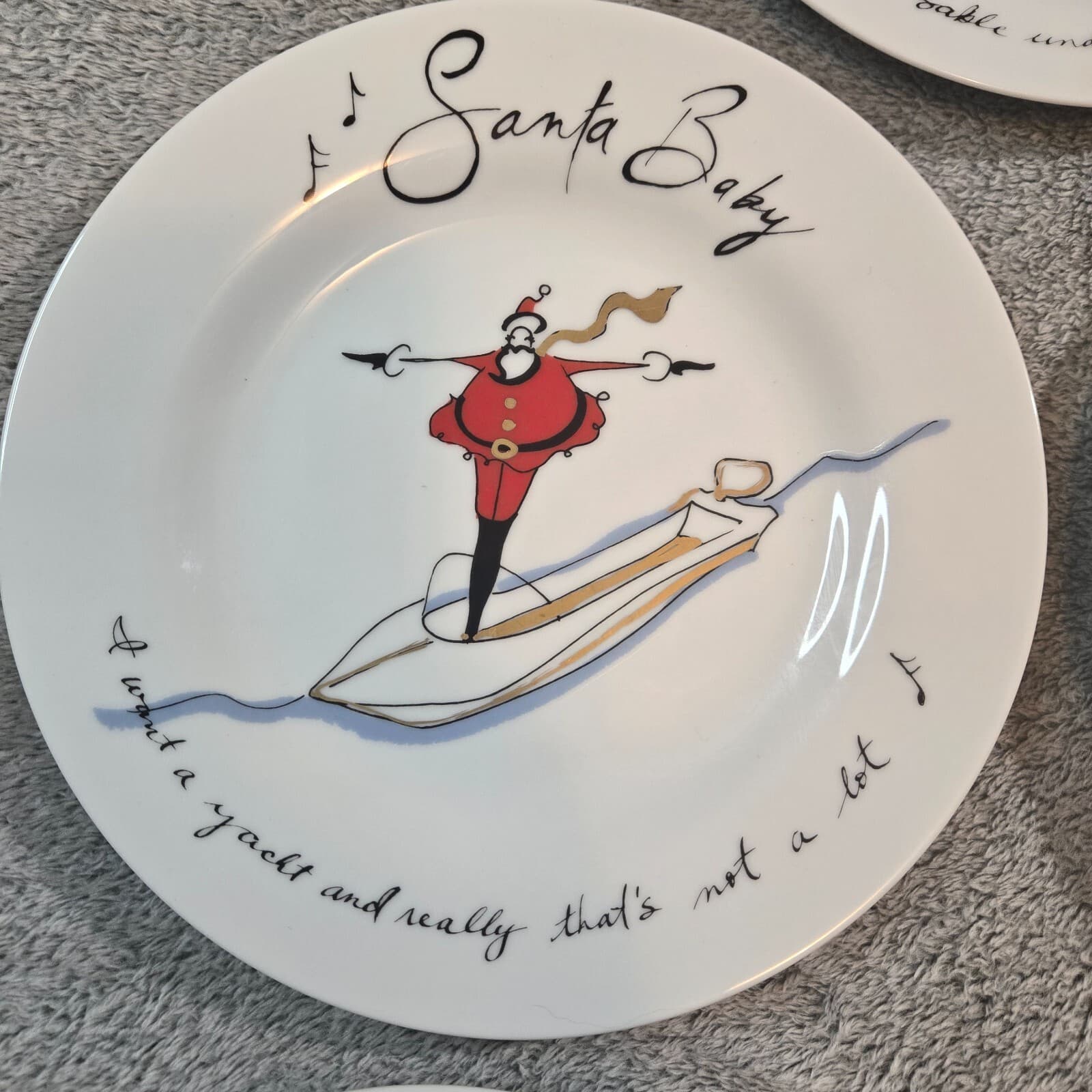 Pottery Barn Santa Baby Plates 8.5" Set of 8 - Japan Discontinued Vintage 4