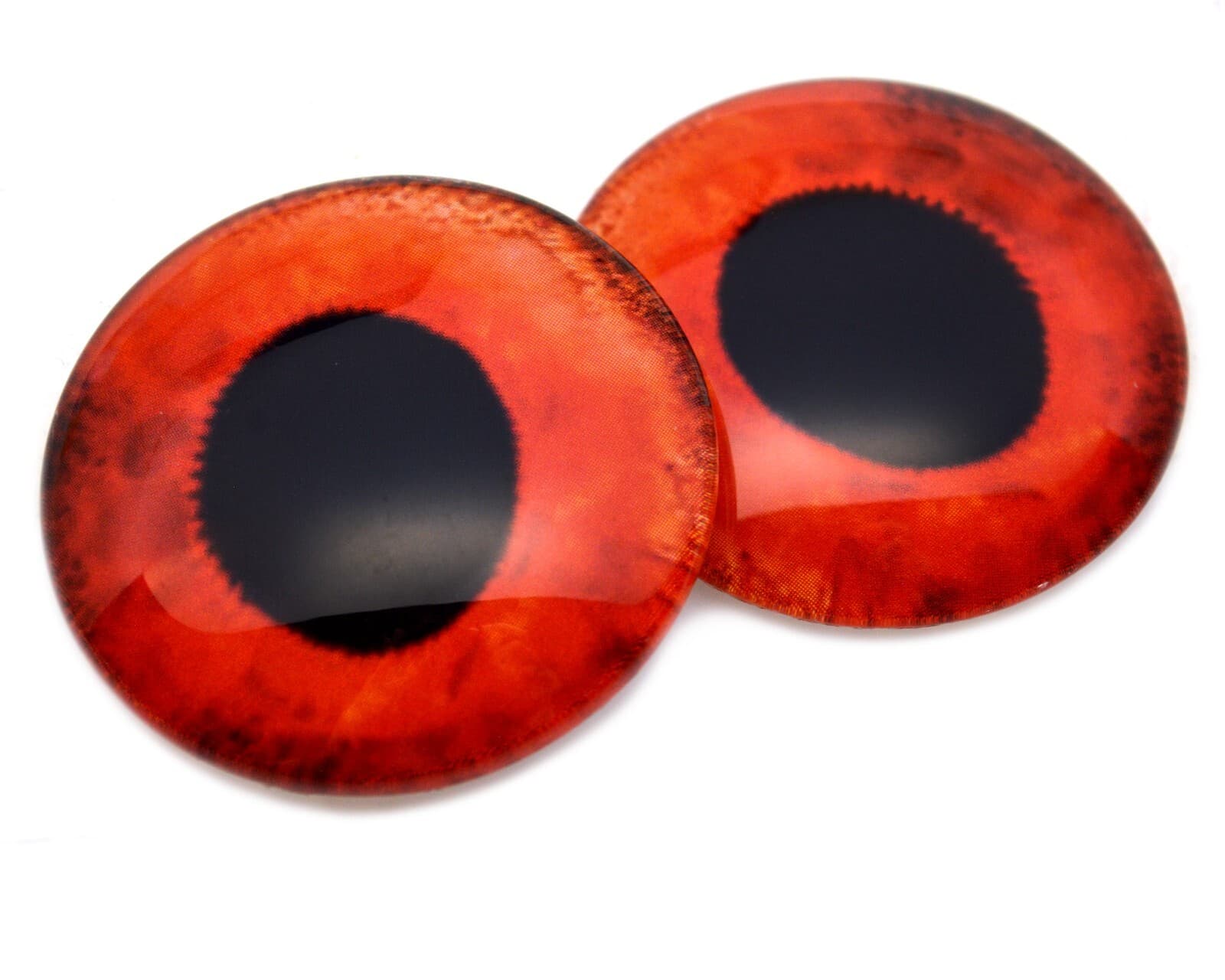 Pair Red Hogfish Fish Glass Eyes Jewelry Doll Taxidermy Flatback Cabochons