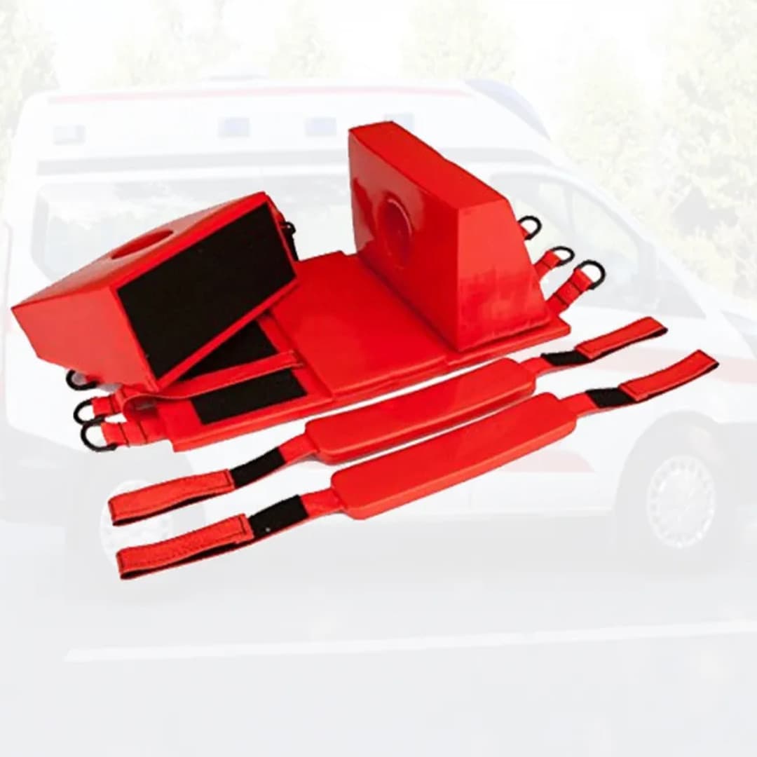 ROYALTEK Head Immobilizer for Backboard Spine Board Adjustable Straps Red 3