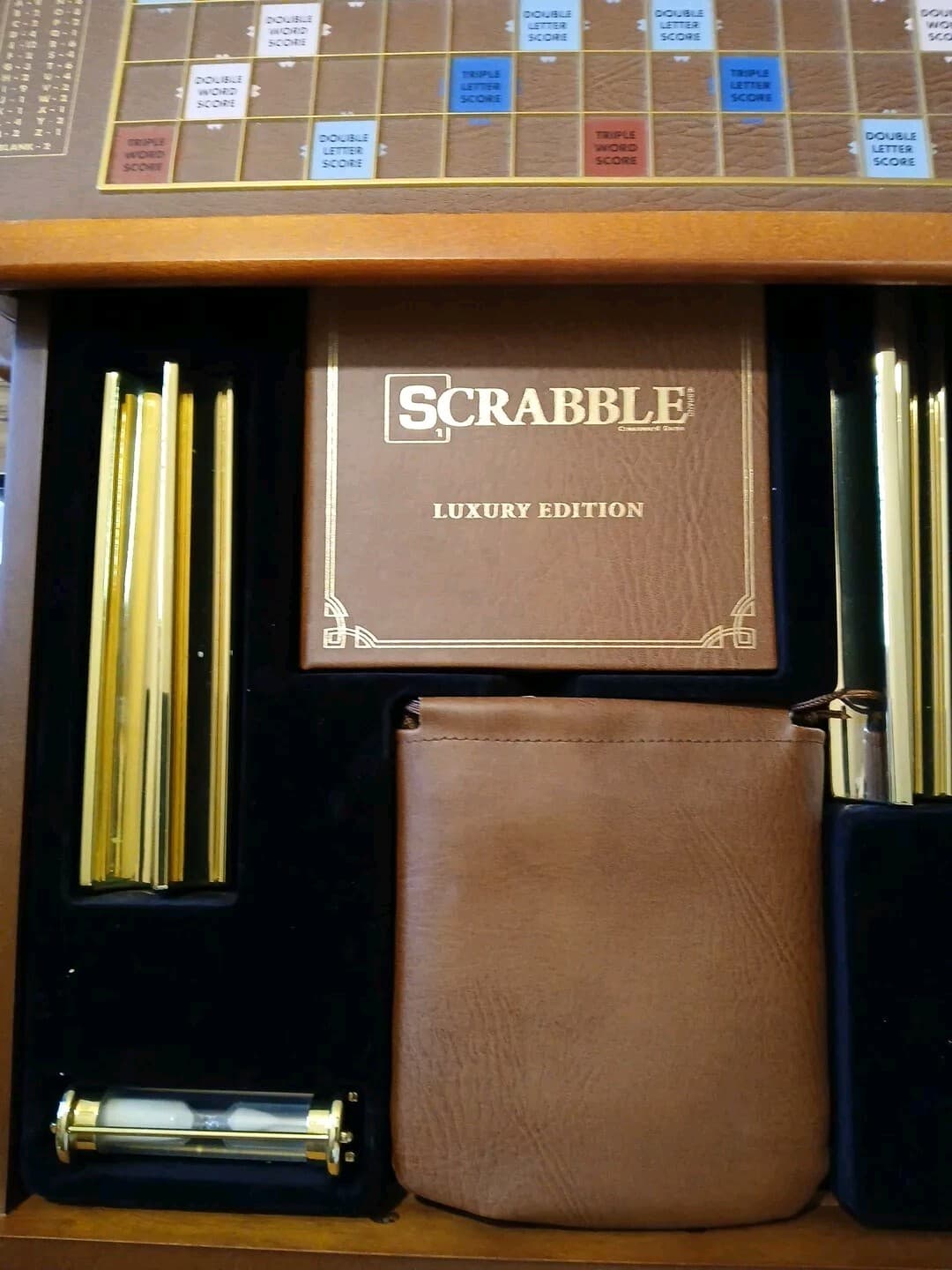 Scrabble Luxury Edition with Wood Cabinet and Rotating Turntable Game Board 3