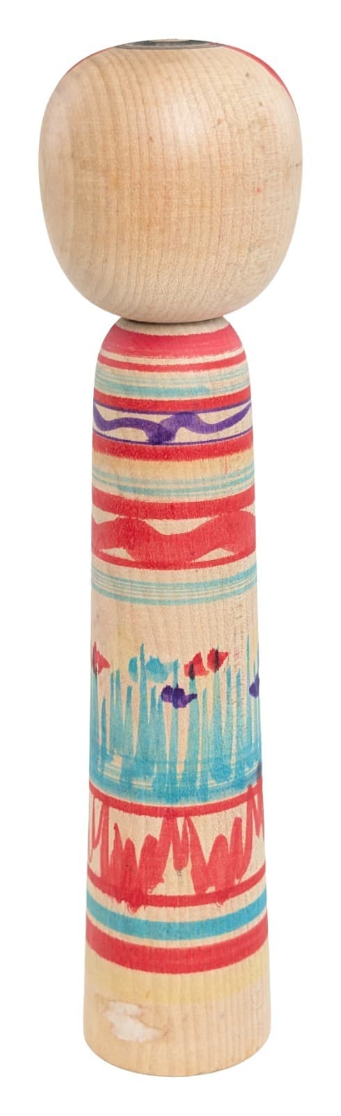 Traditional Japanese Kokeshi Doll 19cm Jinnohara Kazunori Floral & Striped Craft 4