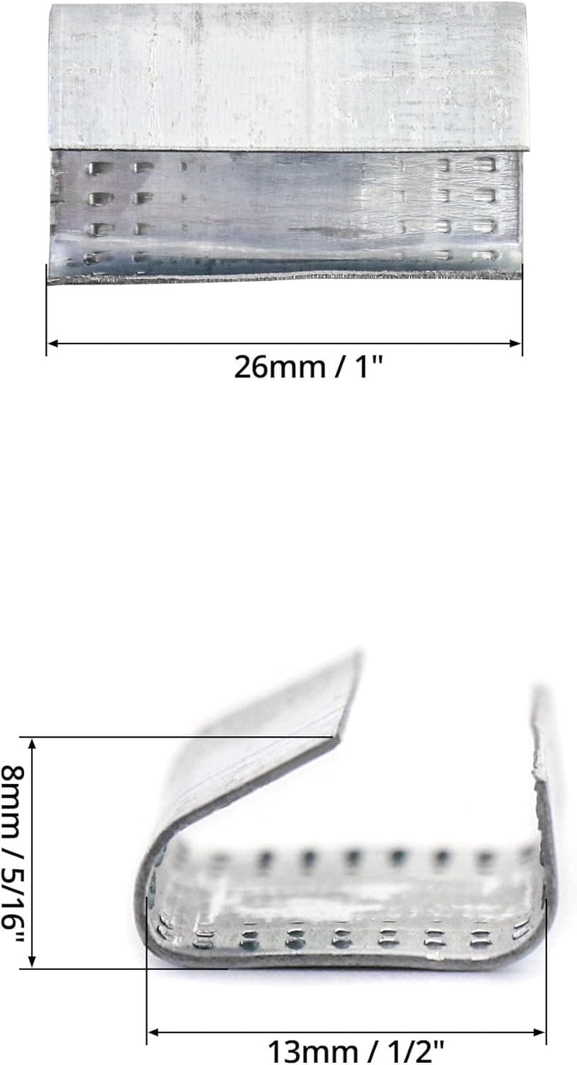 Seals for 1/2" Strap Width Steel Strapping, 500 Pcs Metal Clips for Firmly Secur 6