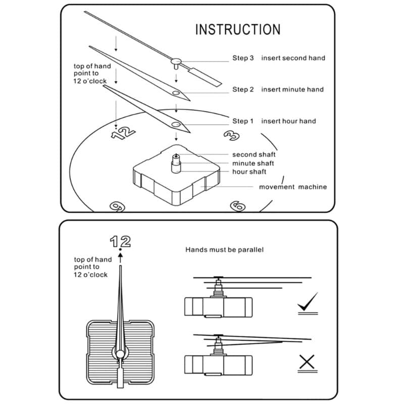 Replacement Clock Mechanism Quartzs Quiet Movement and Hand Set with Hooks Kits 4