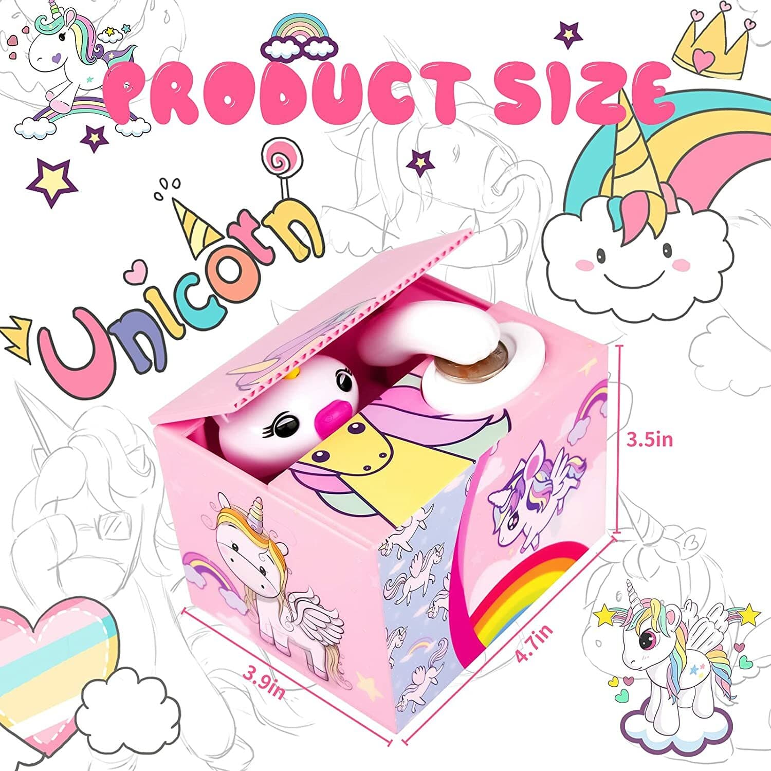 Unicorn Electronic Piggy Bank Mischief Coin Stealing Musical Bank New US Seller 3
