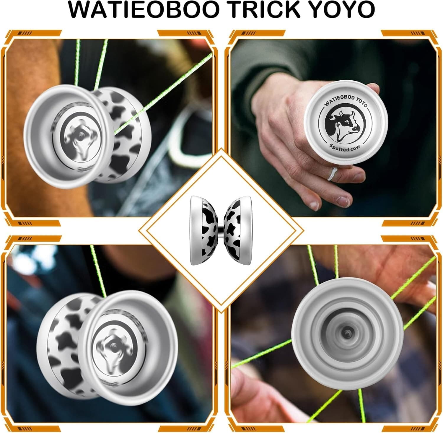 Metal Yoyo Professional, Intermediate to Advanced Trick Yoyo (Spotted Cow) 6