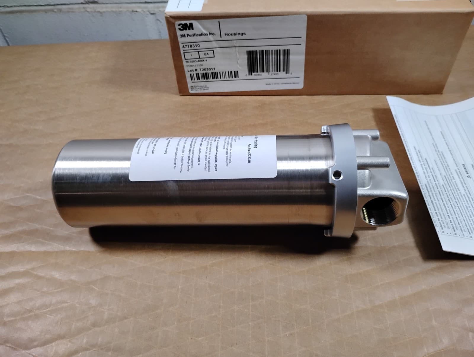 3m Stainless Steel 1" In/Out Filter Housing Assembly CT101 6