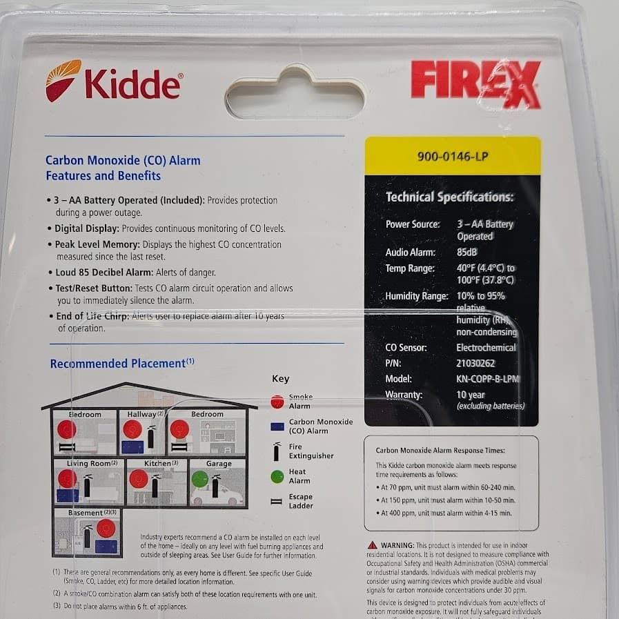 2 Pack Kidde Firex AA Battery Powered Digital Carbon Monoxide Detector 21030262 4