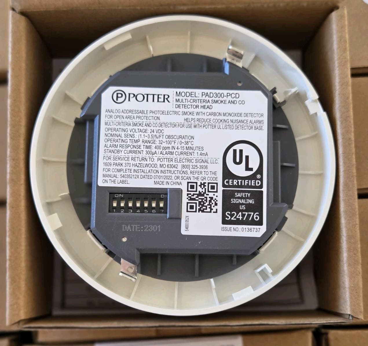 POTTER PAD300-PCD PHOTOELECTRIC SMOKE/CO DETECTOR - BRAND NEW - 290 AVAILABLE  6