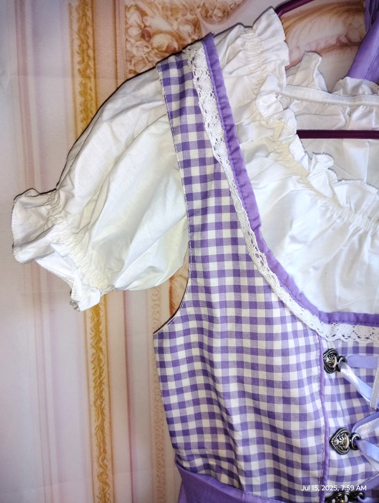 sz 2/4,waist 23".NEW!Germany,Trachten,Oktoberfest,Dirndl Dress,3-pc,Lilac, white 2