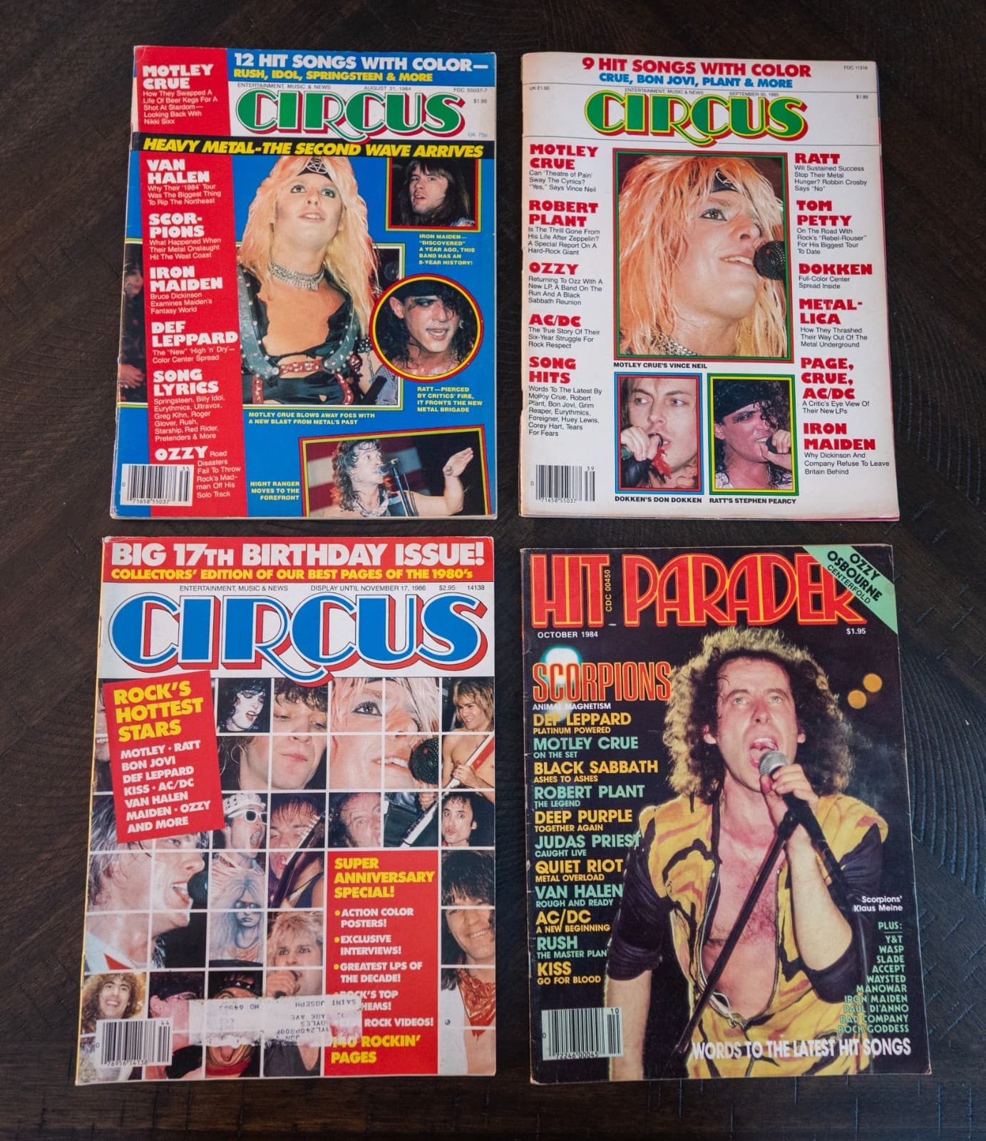 Rare Motley Crue music magazine lot Circus Hit Parader Shout at the devil 1984 2
