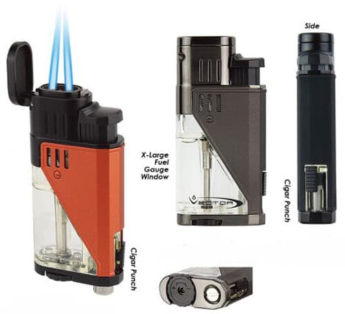 Gray Matte Vector Twister Dual Flame Jet Torch Cigar Butane Lighter - 9311 3