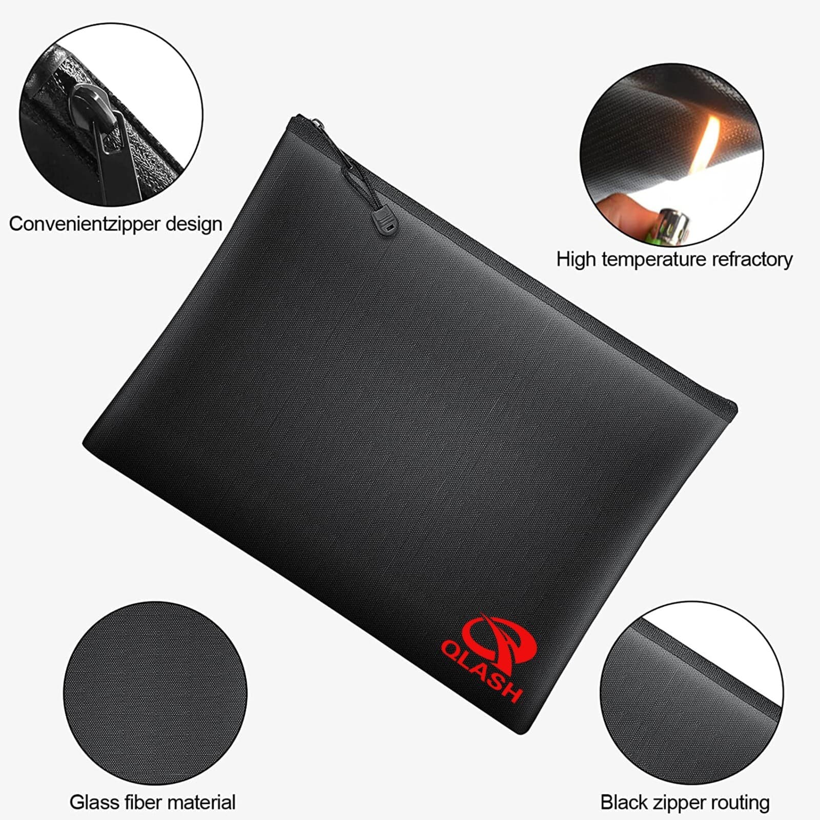 Large Fire Proof money Bag  Fireproof Document Pouch Waterproof  Safe Cash  US 6