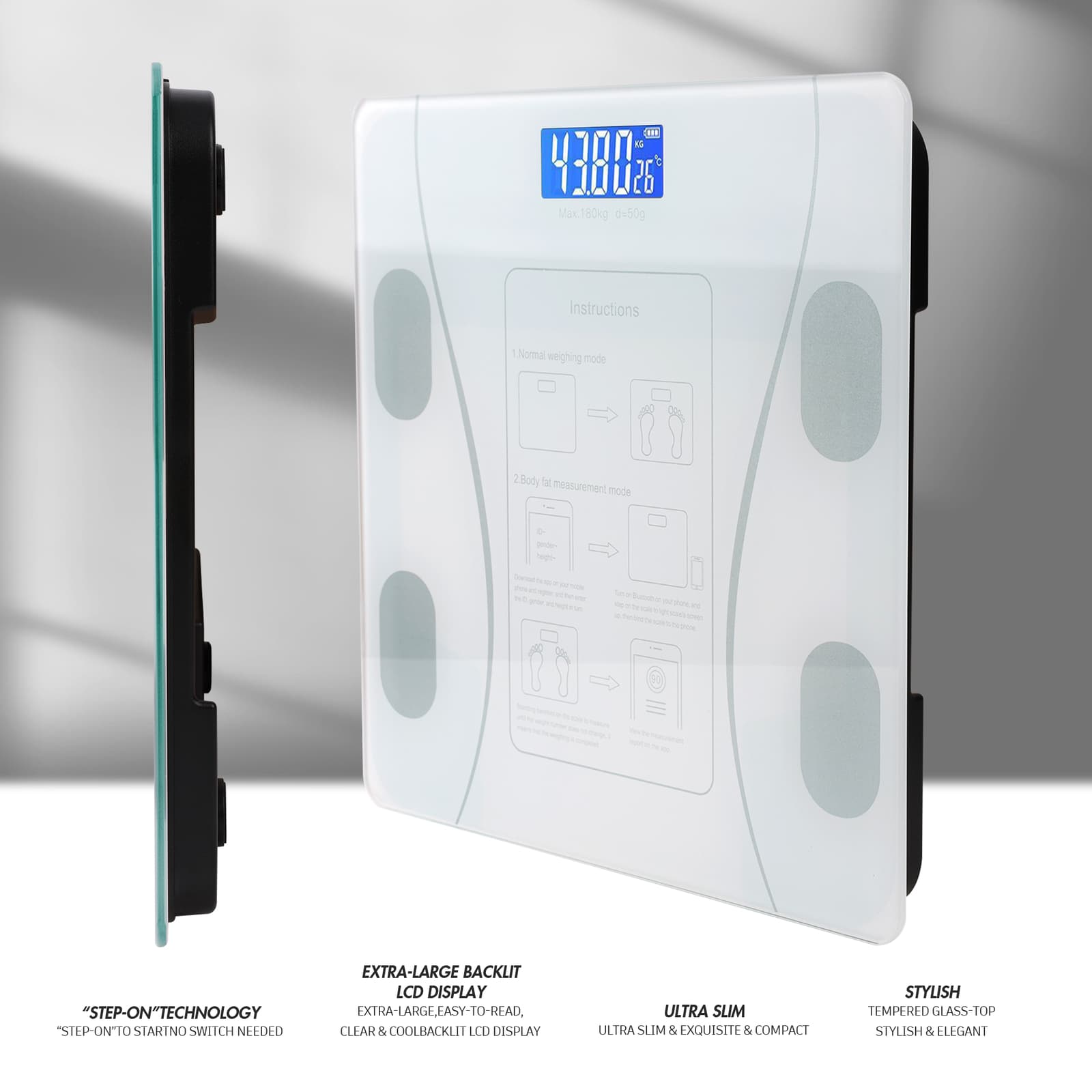 Smart Scale for Body Weight BMI Bluetooth Body Fat Scale Digital Bathroom Scale 5