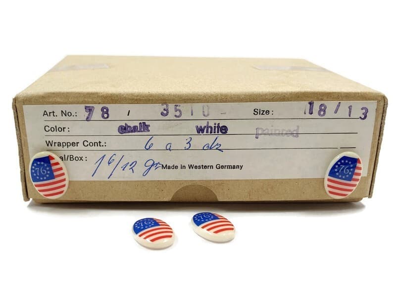 6 Vintage Betsy Ross 13 Star 1776 American Flag 18x13mm. Oval Glass Cameos L550 5