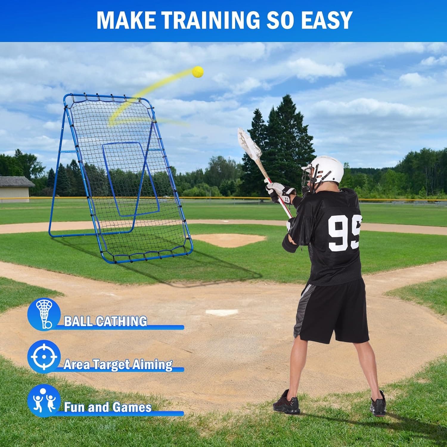 Lacrosse Rebound Net Pro,  Lacrosse Rebounder for Backyard, 7X4Ft/6X4Ft Adjustab 4