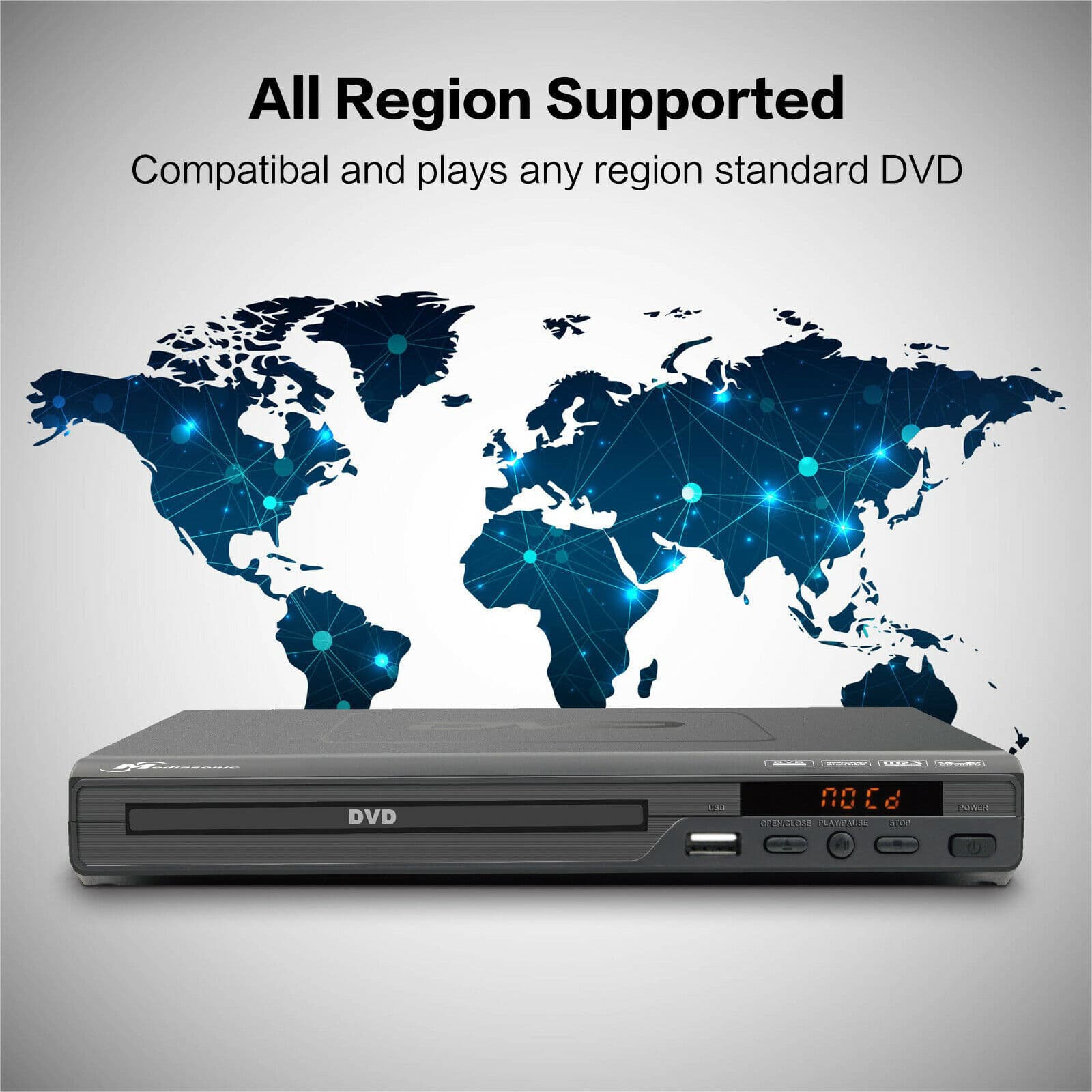 DVD Player All Region Free DVD CD Disc Player AV Output USB Remote Control P1H9 2