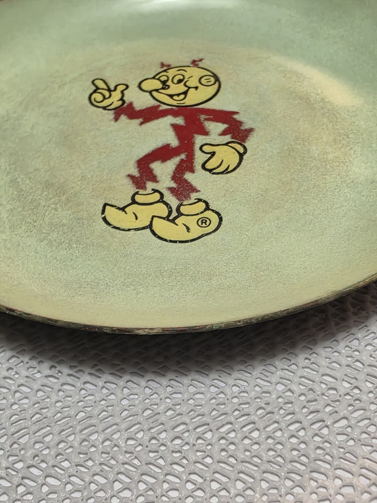 Extremely Rare REDDY KILOWATT 6"  Copper Enamel Plate. No Cracks Or Chips. 4