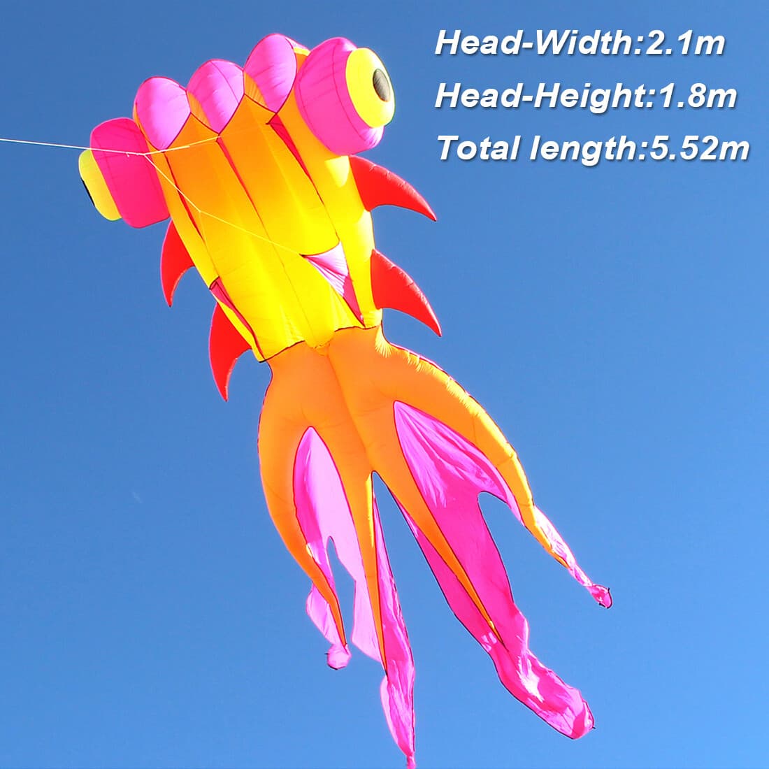 5m Large Goldfish Kite Soft Inflatable Kite 30D Ripstop Fabric 6 Color Available 6