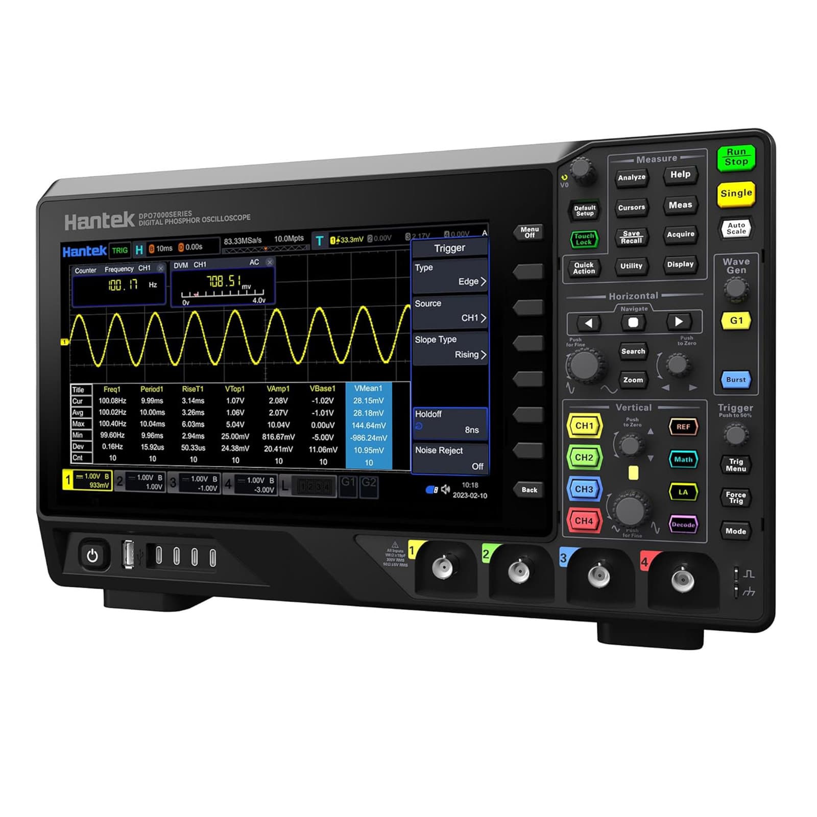 Hantek DPO7504U Oscilloscope 500MHz 4CH+1CH Waveform Generator 2GSa/s 2G Memory 2