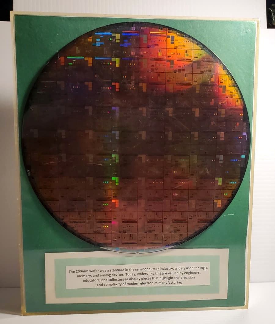 VTG Early 2000s 8" Silicon Semiconductor Wafer Integrated Circuit Chips in Frame 2