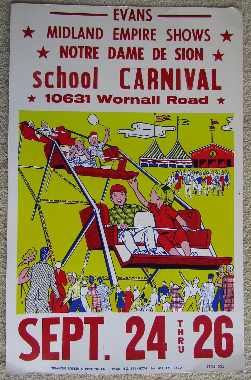 Vintage School Carnival Poster by Triangle Printing Co. 4
