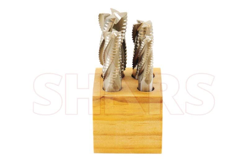 Shars 1/4"-1/2" M2AL 4 Flute Roughing Square End Mill 4 PCS Set New P} 2