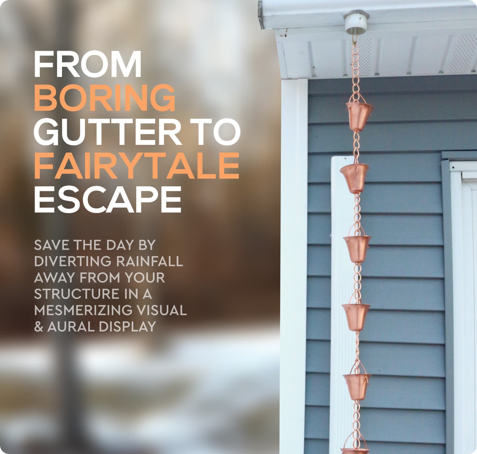 Marrgon Copper Water Chain with Bell Shaped Cups – Durable & Thick Rain Chain 4