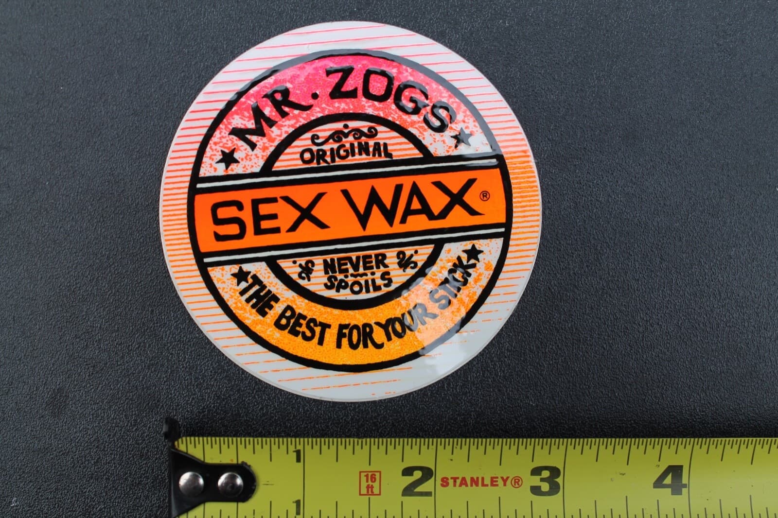 Mr Zog's Sex Wax Surfboard Neon Orange Pink OG 80's SW1A Vintage Surfing STICKER 2
