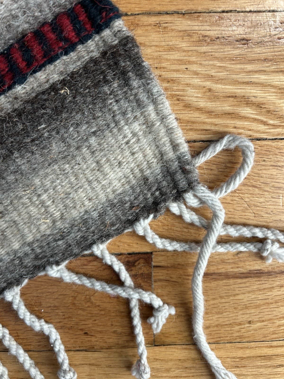 Zapotec Wool Rug Hand Woven Western Home Rustic Geometric Design 24x46” 4