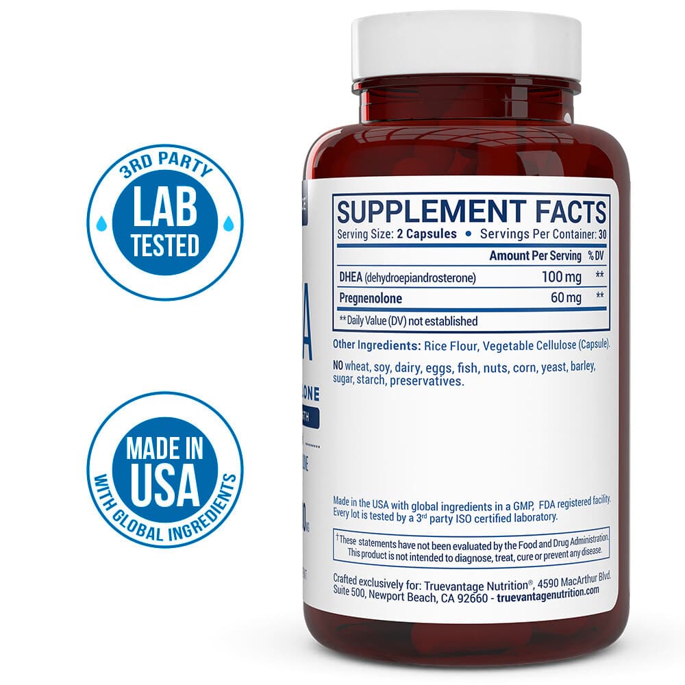 Extra Strength DHEA 100mg Supplement with Pregnenolone 60mg 2