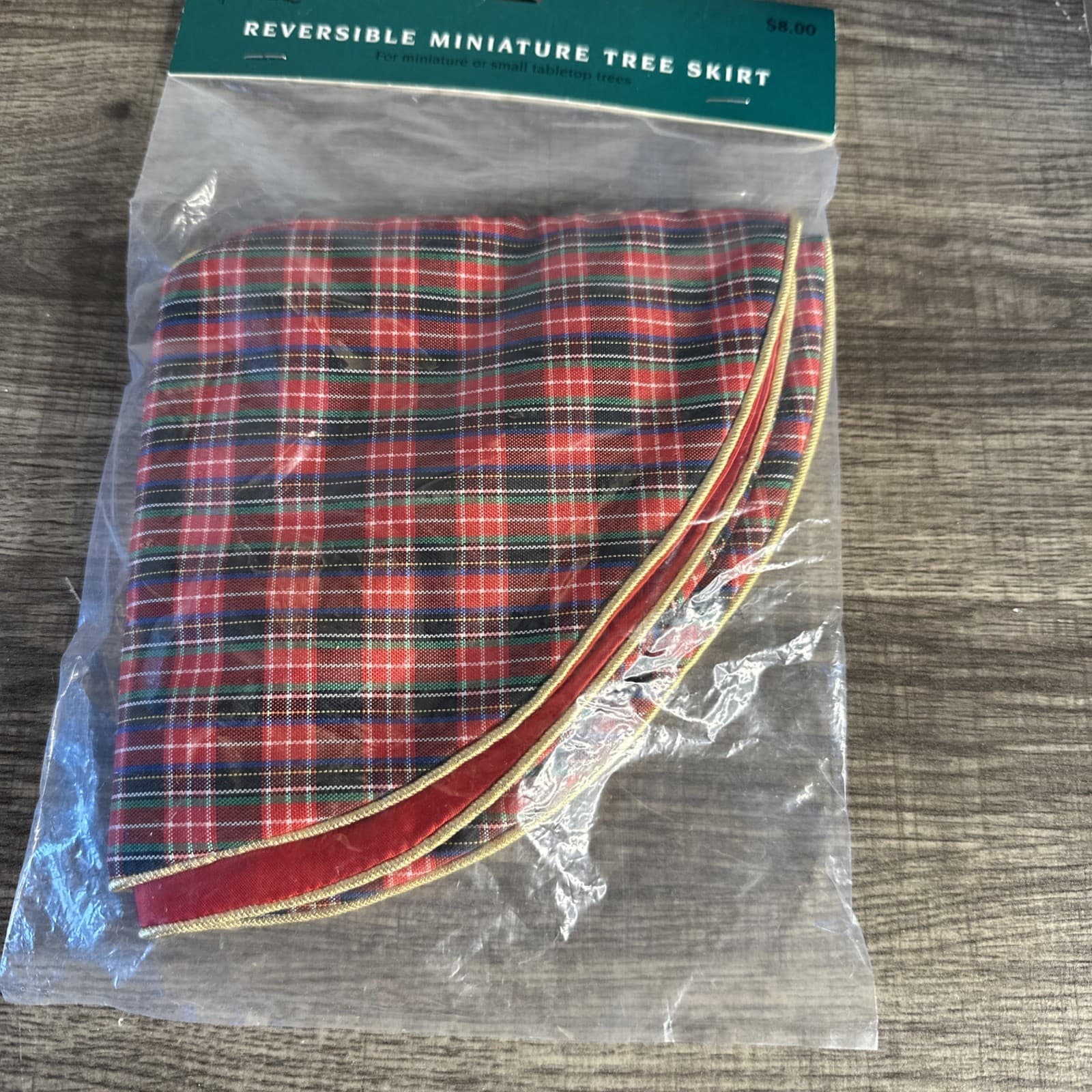 Hallmark Mini Tree Skirt VTG 1994 Reversible Red Plaid New
