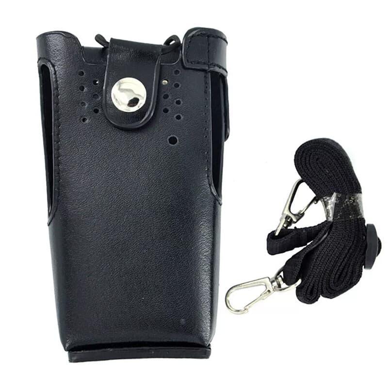 Hard Leather Case Carrying Holder Holster For Motorola Two Way Radio With Strap 2