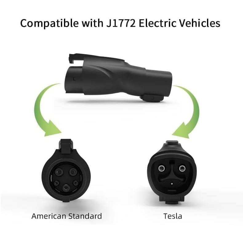 Tesla to J1772 Charging Adapter Black Max 60Amp, 250V Electric Vehicle EV Charge 3