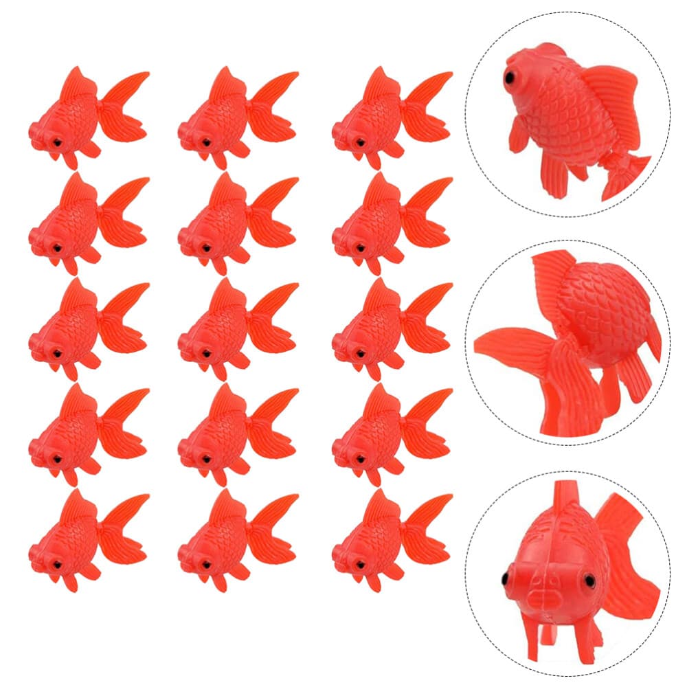 15PCS of Red Goldfish Figure Plastic Goldfish Toys Artificial Fish for Aquarium