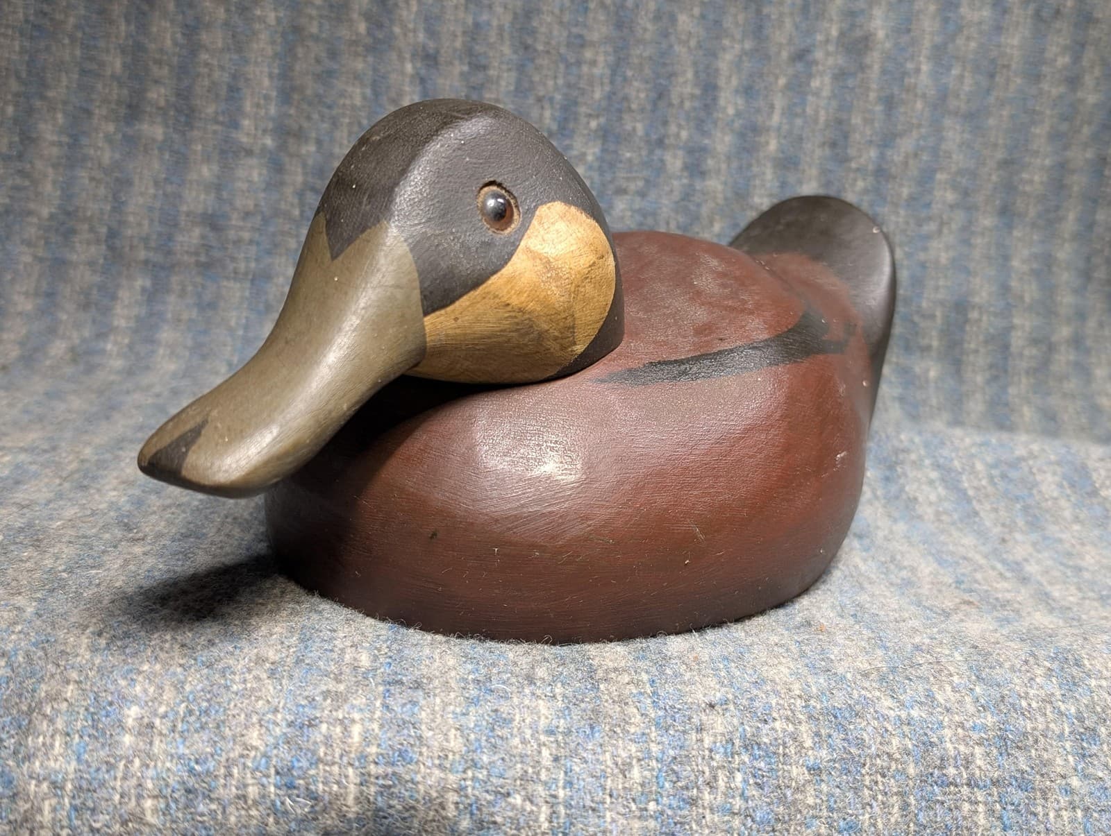 Vintage Duck Decoy Ruddy Hand Carved Signed Ron Fisher Wooden Folk Art  Decoy 3