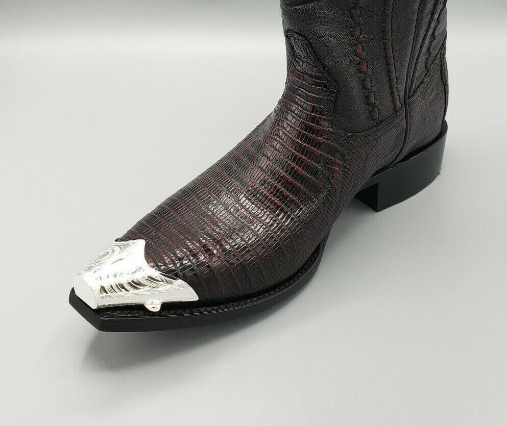 WESTERN COWBOY BOOT TIPS Pair - Silver Engraved Flat Tips 2