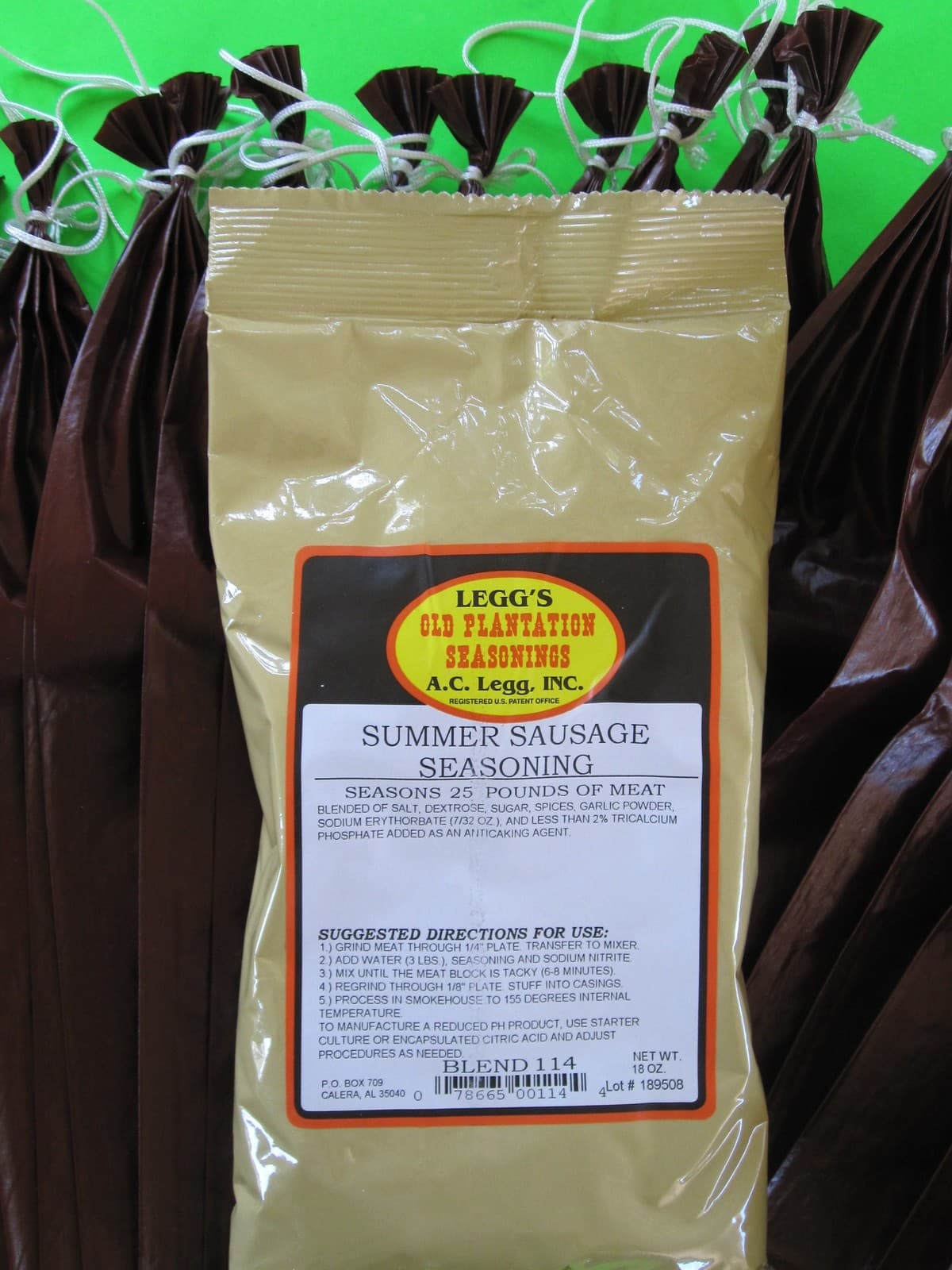 Summer Sausage Seasoning AND Casing Sleeves for 25 lbs.  Add Venison, Beef etc 6