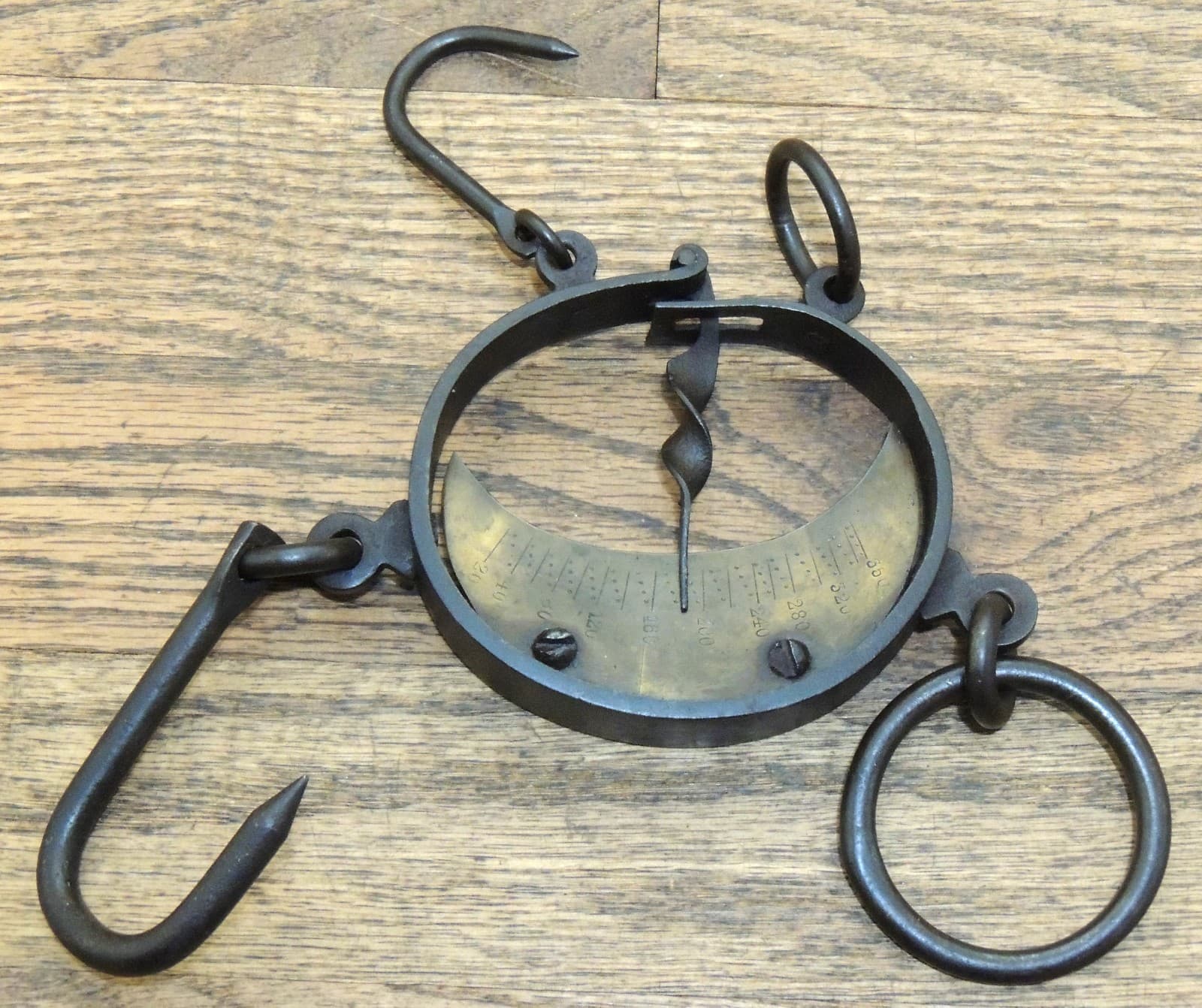 UNMARKED BRASS & IRON HIDE SCALES-ANTIQUE HAND TOOL 2