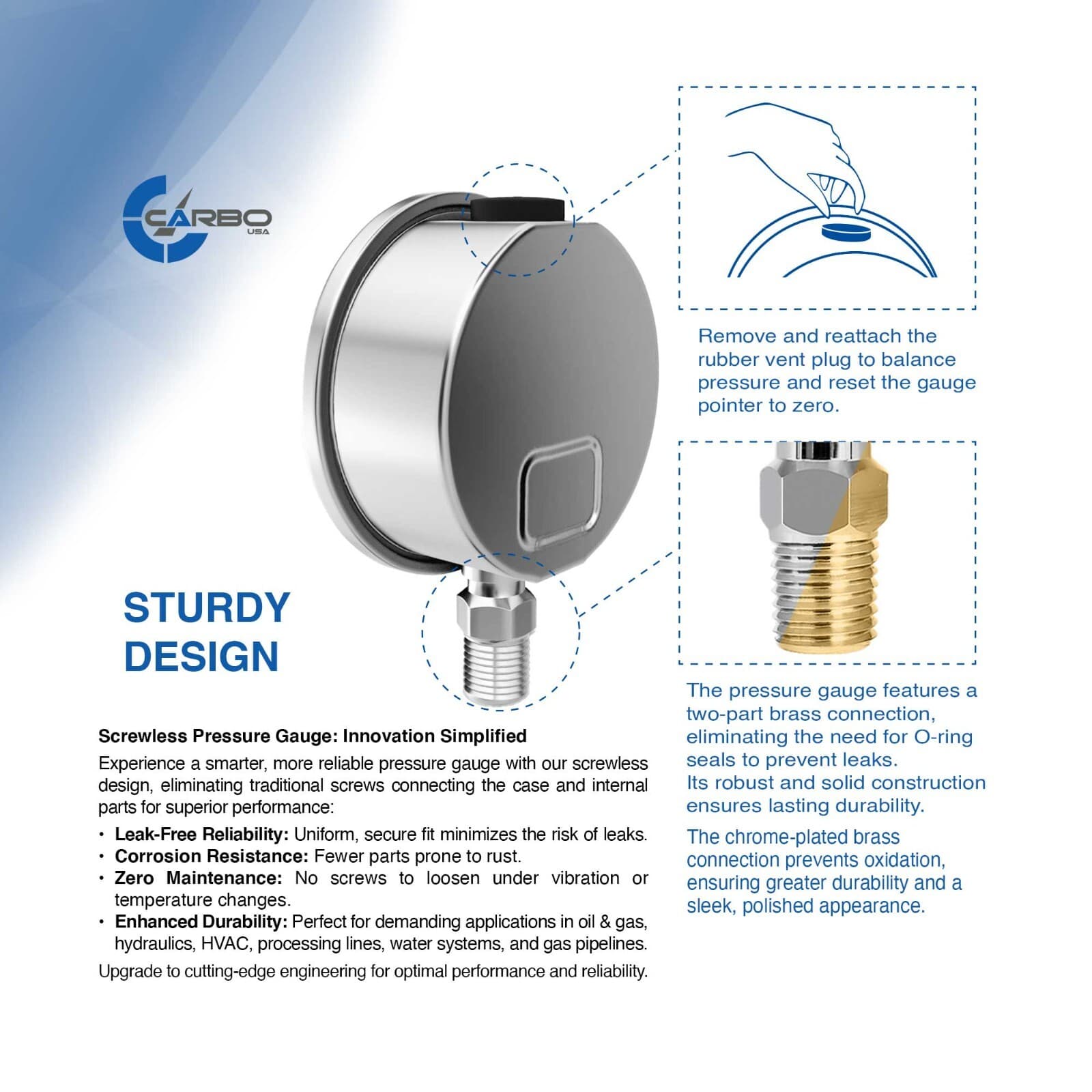 2.5" LIQUID FILLED PRESSURE GAUGE 0 - 6000 PSI, STAINLESS STEEL CASE LOWER MOUNT 3