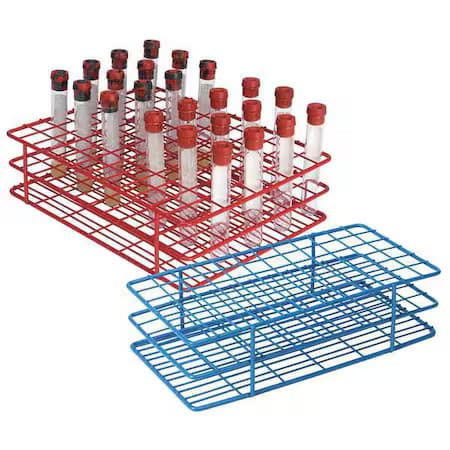 Heathrow Scientific 120089 Test Tube Rack, Epoxy-Coated Steel, Blue