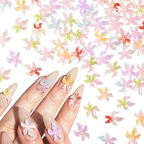 Flower Nail Charm for Women 6 colors, 60pcs