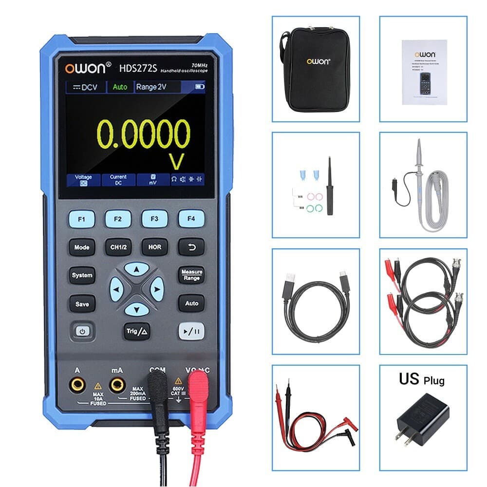 OWON HDS200 Series Handheld Digital Oscilloscope 2CH+1CH Waveform Generator USB 6