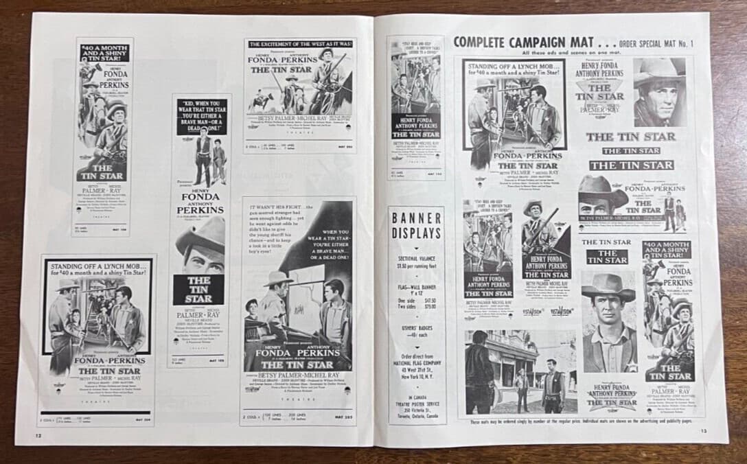 THE TIN STAR 1957 MOVIE PRESSBOOK HENRY FONDA ANTHONY PERKINS 3