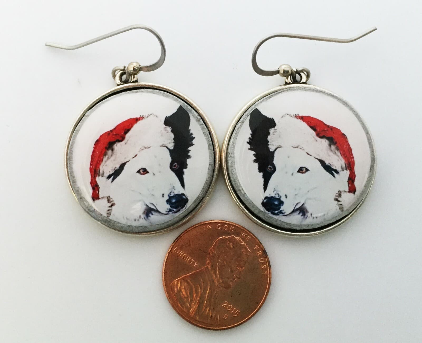Santa Border Collie Dog Breed Christmas Earrings 2